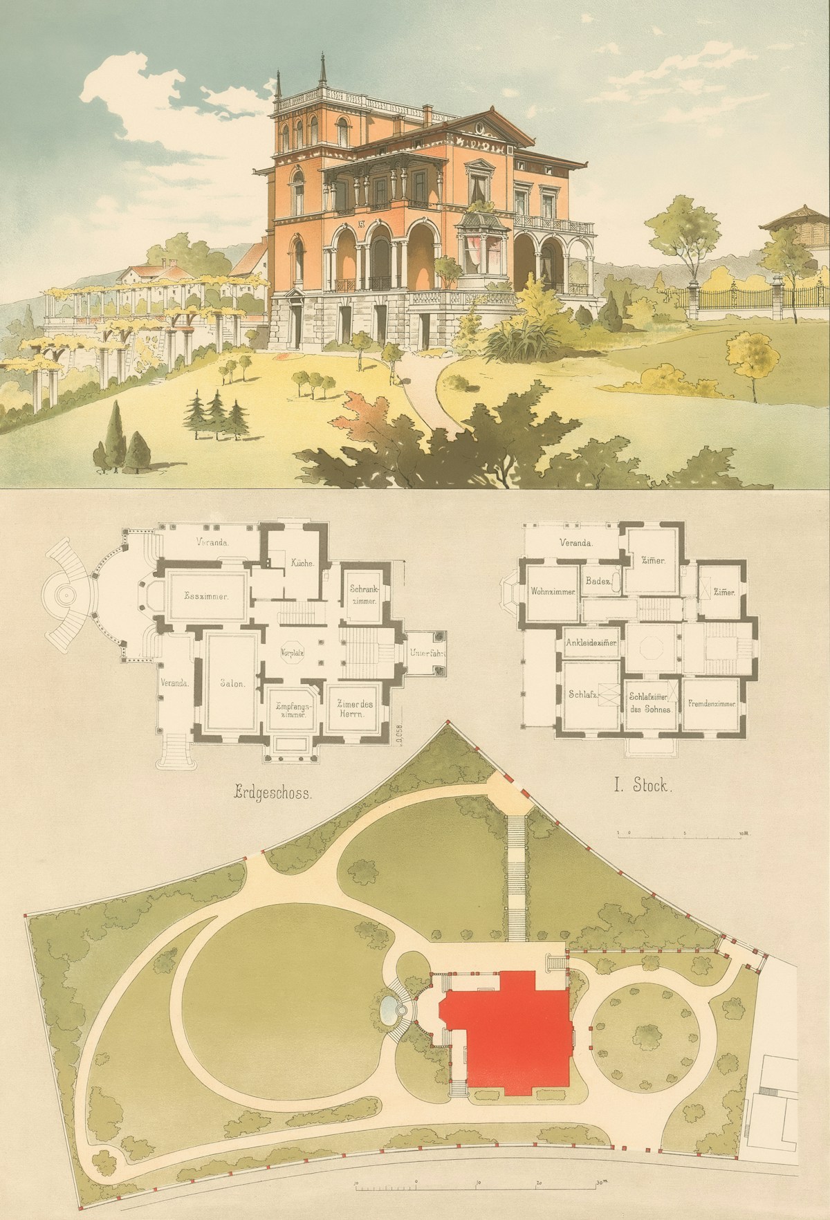 Architekturzeichnung mit Garten-Lageplan für die Naturpool-Planung